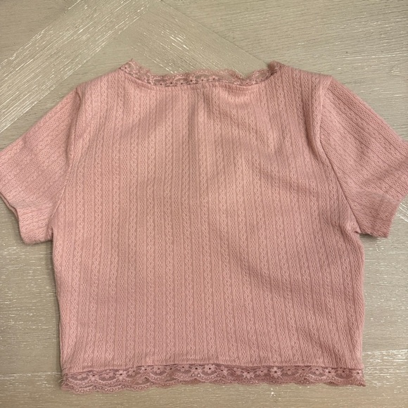 SHEIN Dusty Pink Lace-Trimmed Blouse Medium - Picture 4 of 4